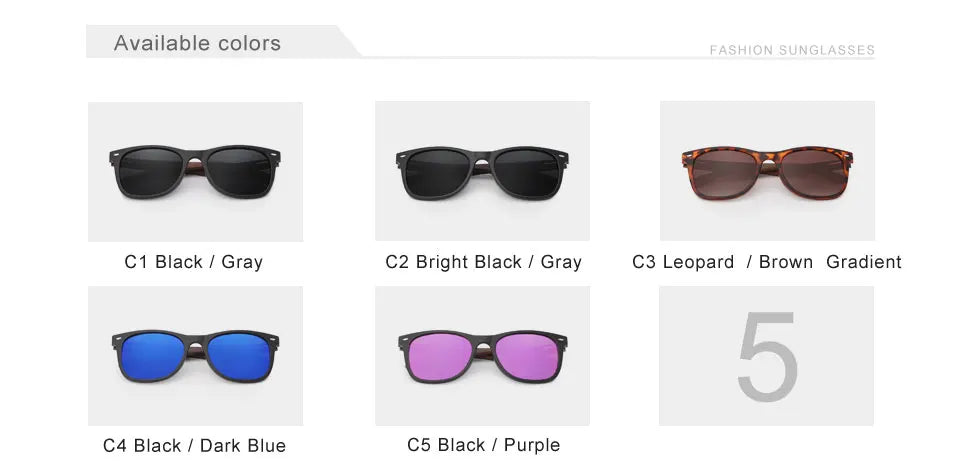 Unisex Walnut Wooden Sunglasses For Men or Women - Polarized Anti-UV400 Lens With Large Frames