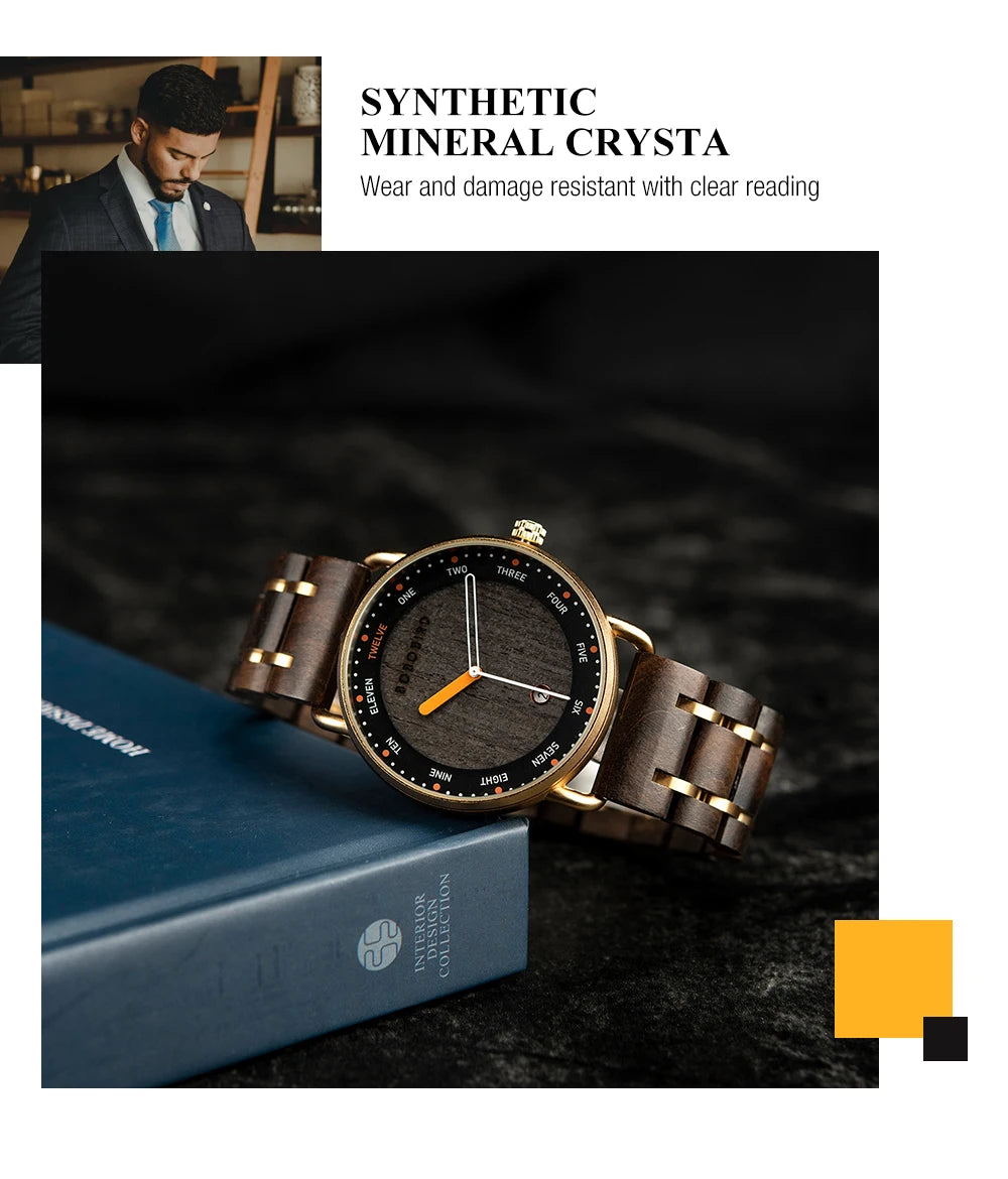 Wooden Quartz Men’s Watch - Casual Wristwatch for Men - Unique Gift for Anniversary or Wedding