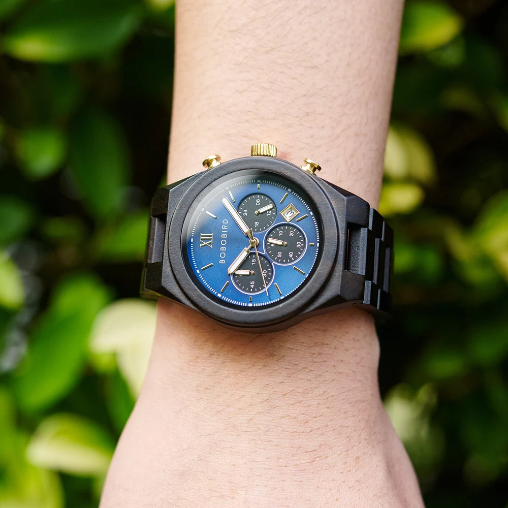 Men's Fashion Wooden Wristwatch - Quartz Movement - Round Face