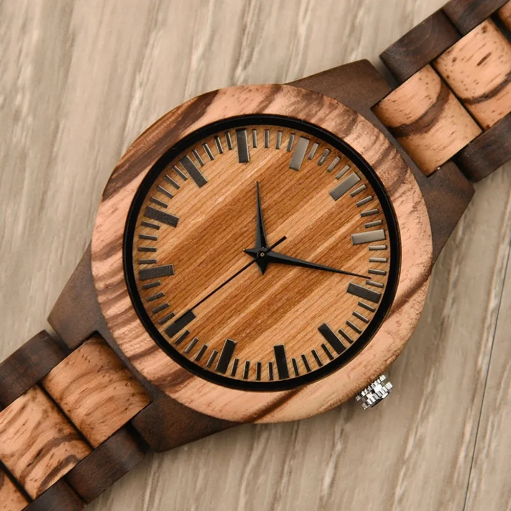 Men’s Luxury Green Sandal Wood Watch - Full Wooden Quartz Movement Handmade Wristwatch