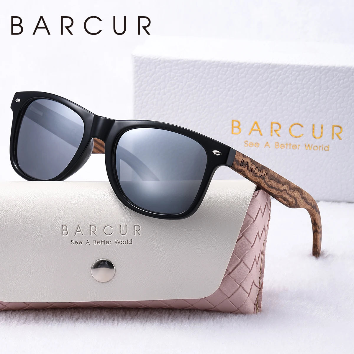 Women’s Wooden Sunglasses With Polarized Mirror Lenses