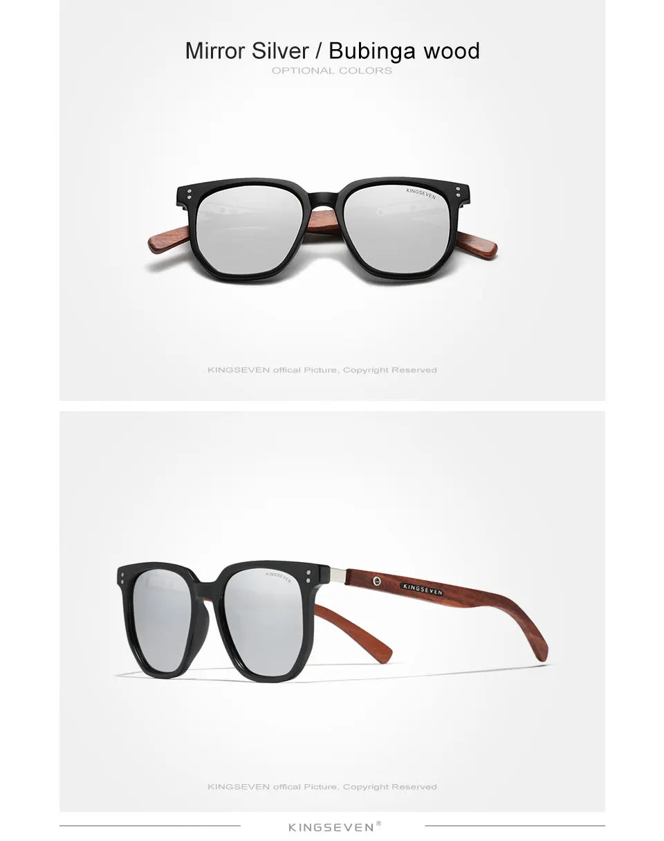 Men’s Retro Shape Wooden Sunglasses For Men - Polarized Square Lenses With UV Sunlight Protection