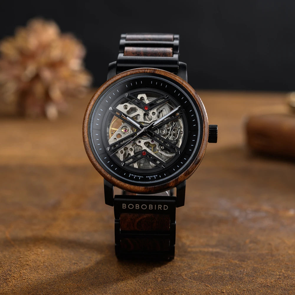Men's Wooden Automatic Watch - Original Luxury Self-Wind Mechanical Watch