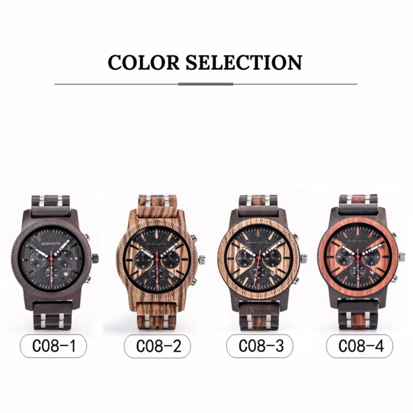 Classic Wood Stop Watches for Men Quartz Wristwach Male Display Date Chronograph Complete Calendar Gift Box Wholesale Dropship