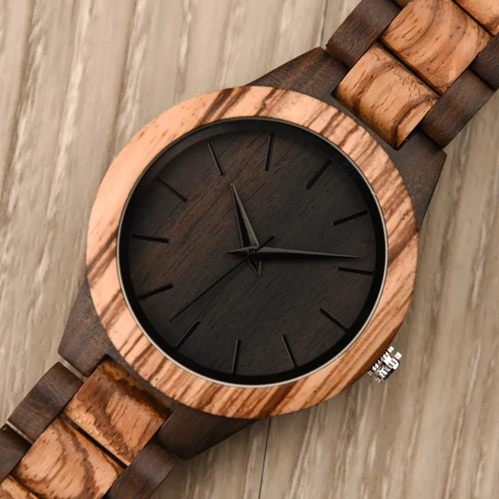 Men’s Luxury Green Sandal Wood Watch - Full Wooden Quartz Movement Handmade Wristwatch