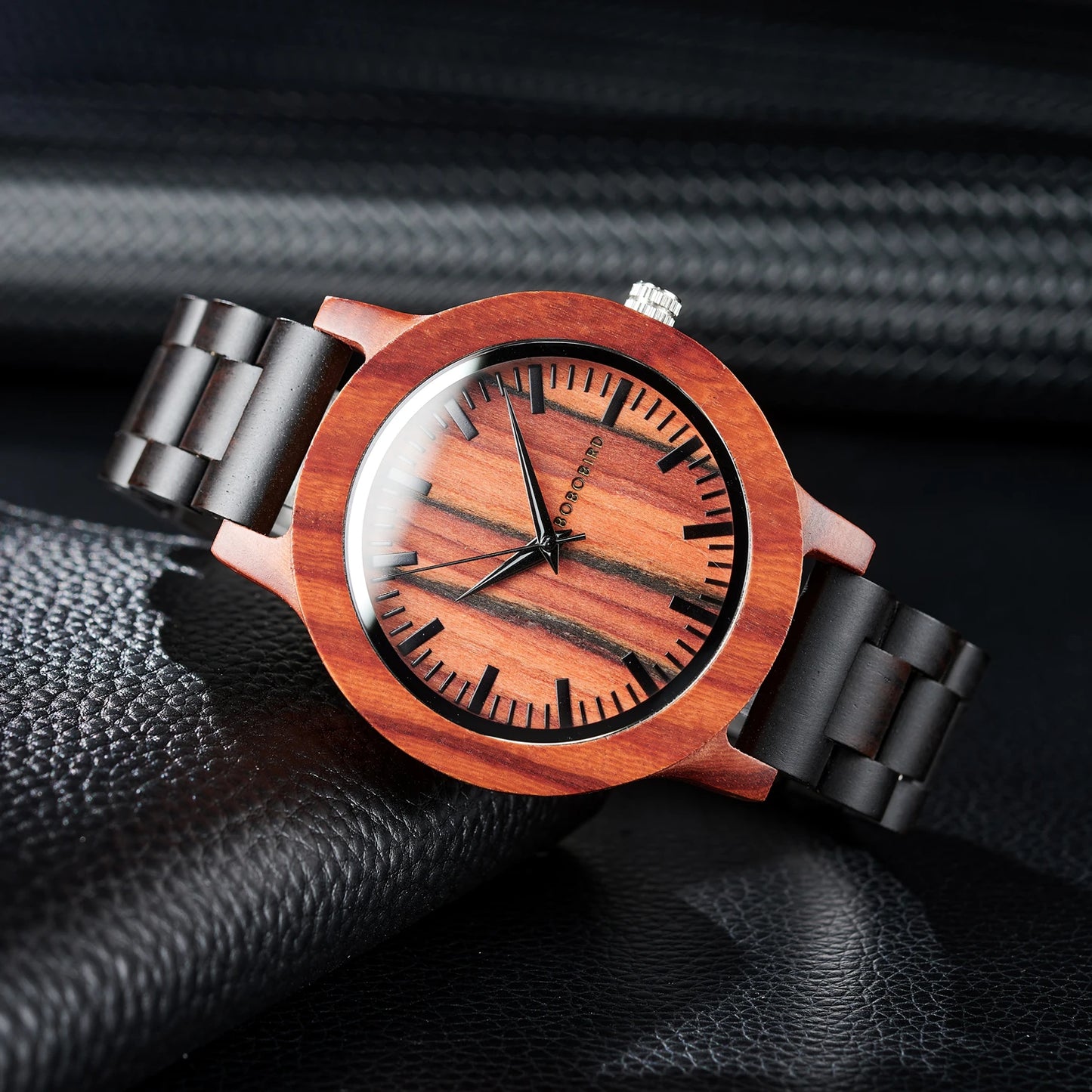 Men’s Classic Analog Sandalwood Watch - Quartz Movement With Wooden Box