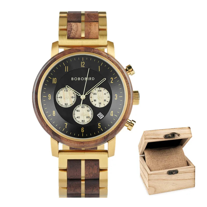 Men's Luxury Style Watch - Handmade Wooden Wrist Watch for Men With Genuine Leather