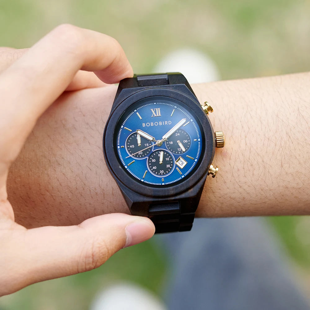 Men's Fashion Wooden Wristwatch - Quartz Movement - Round Face