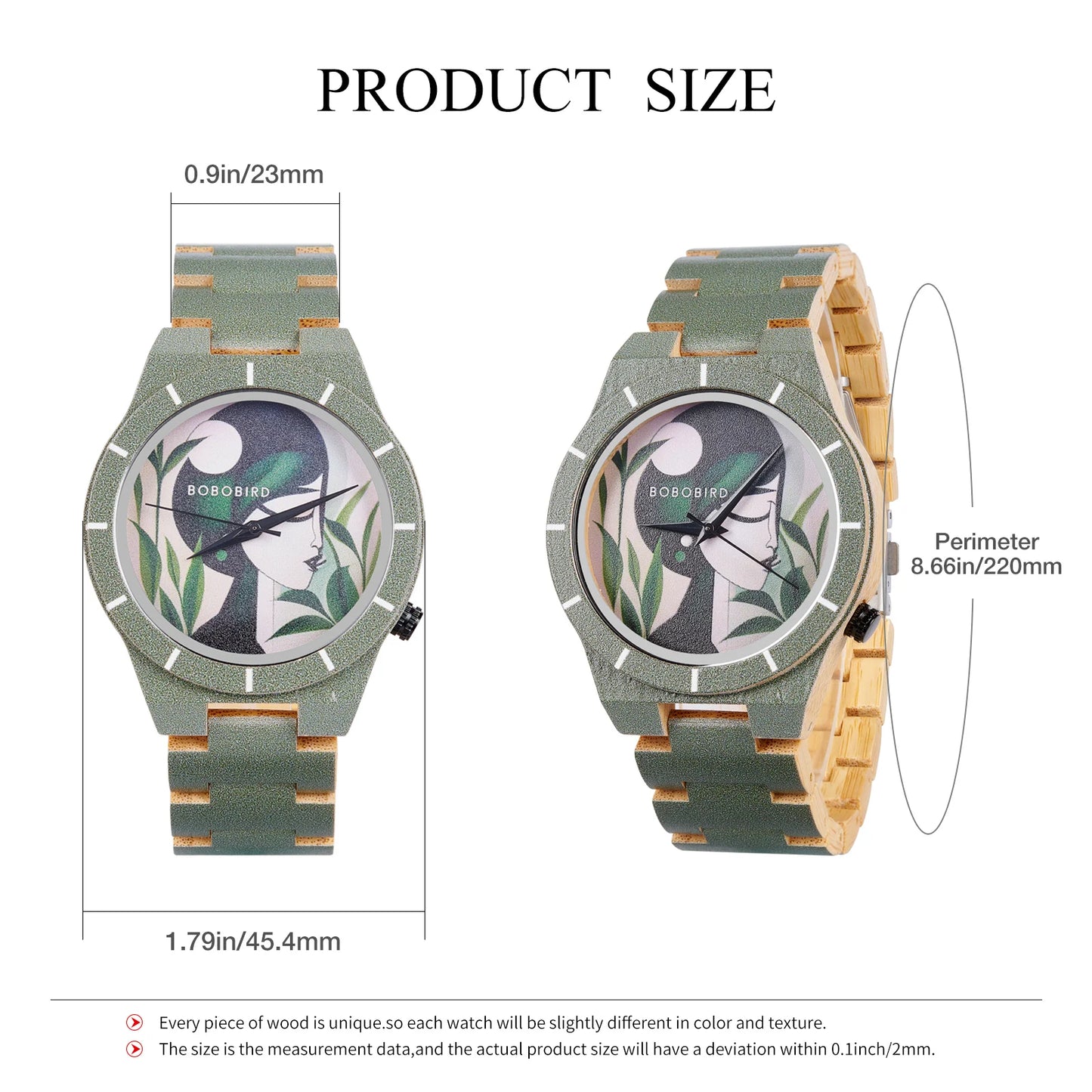 Men's Bamboo Wooden Watch with Pattern - Quartz Movement Pattern Printed Colorful Wristwatch