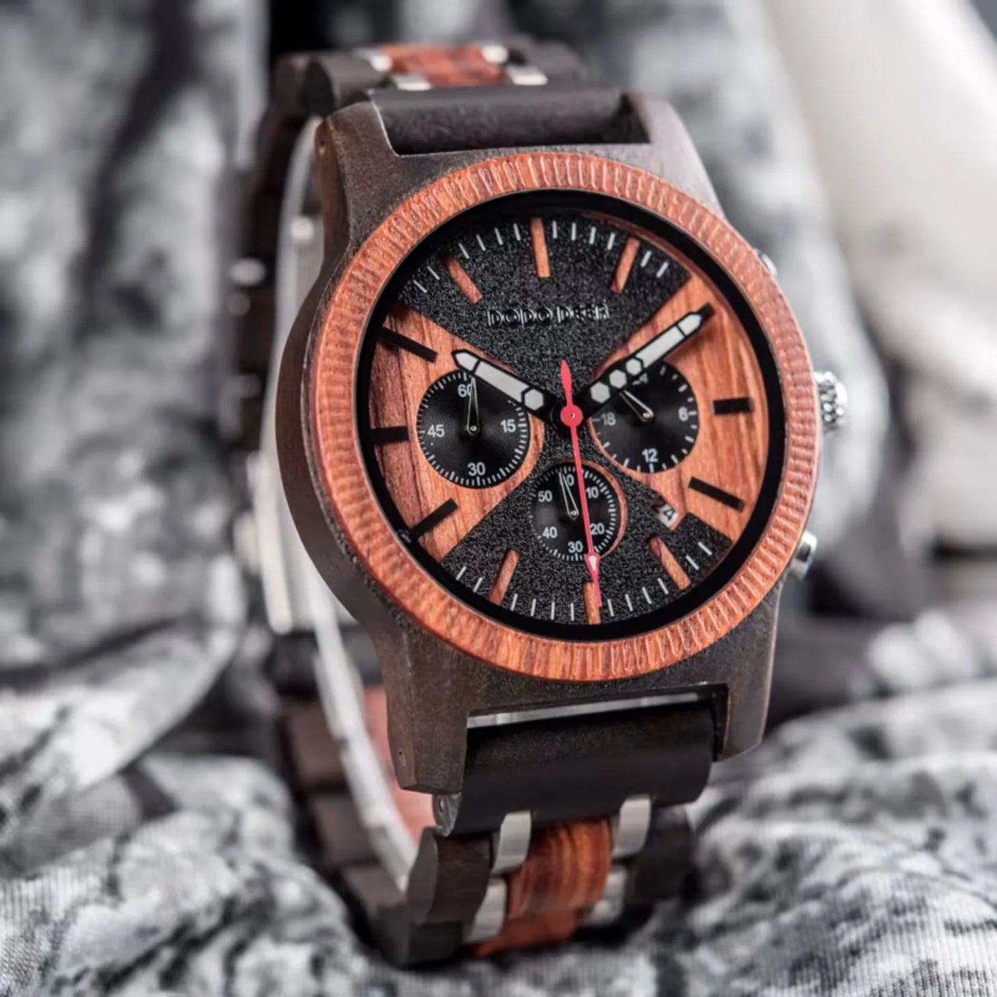 Classic Wood Stop Watches for Men Quartz Wristwach Male Display Date Chronograph Complete Calendar Gift Box Wholesale Dropship