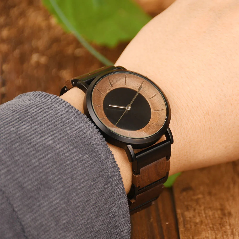 Stylish Ladies Wooden Watches - Round Face With Analog Display And Quartz Movement