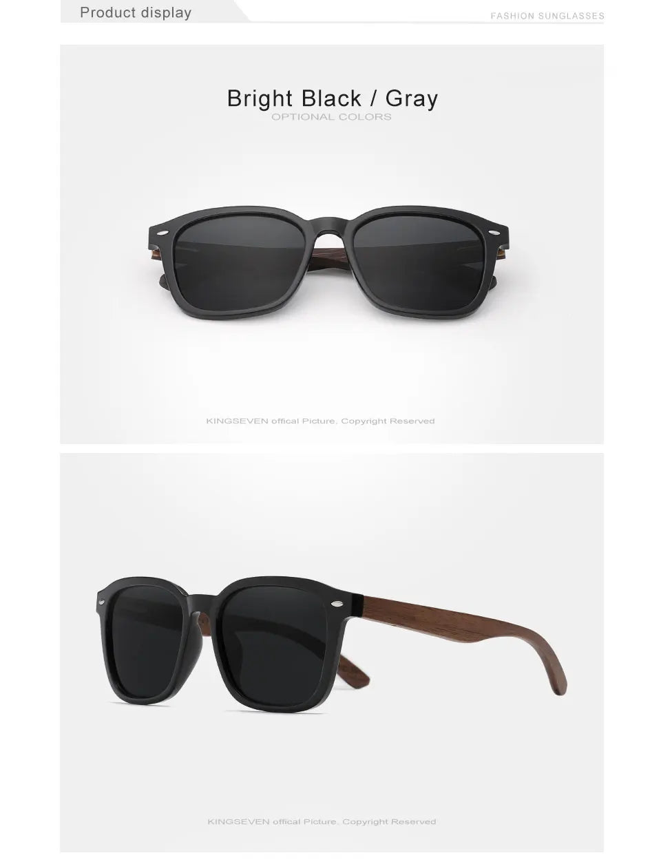 Classic Unisex Walnut Sunglasses For Women Or Men - Polarized UV400 Square Wooden Frame Fashion Glasses