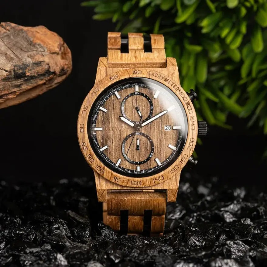 Men‘s Wooden Wristwatch Quartz Movement - Casual Dress Watch for Men
