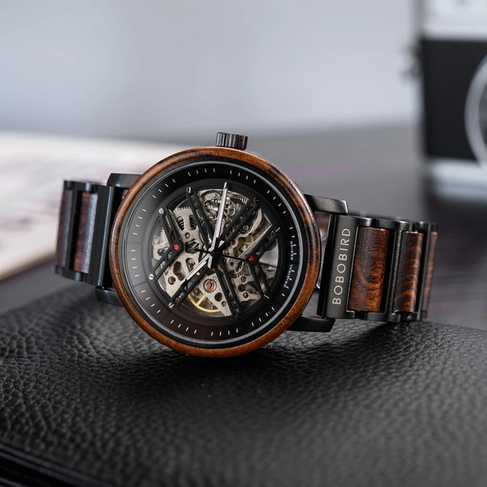Men's Wooden Automatic Watch - Original Luxury Self-Wind Mechanical Watch