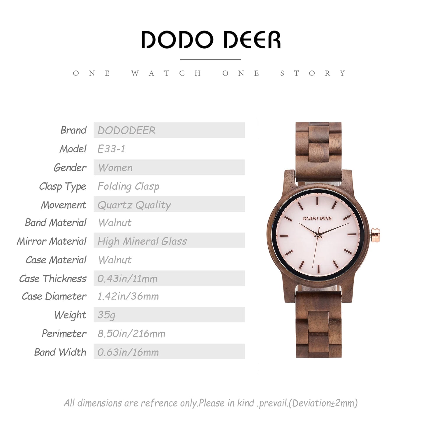 Women’s Simple Quartz Wooden Wristwatch - Classic Analog Display With Round Face