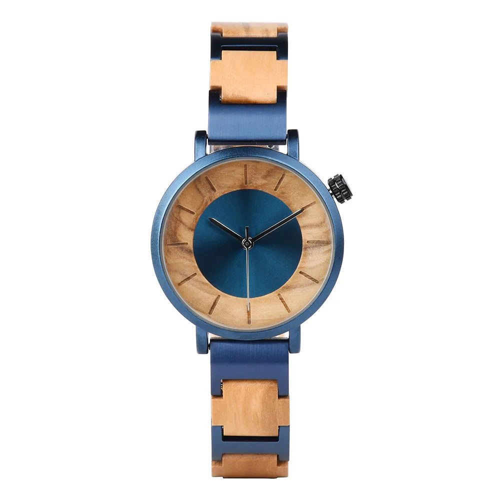 Stylish Ladies Wooden Watches - Round Face With Analog Display And Quartz Movement