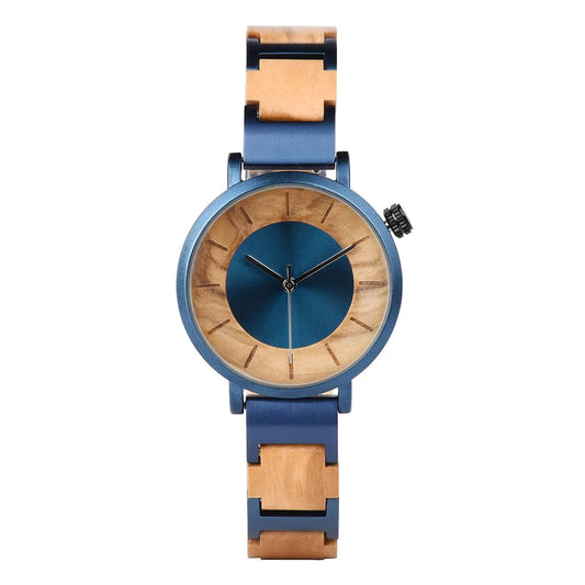 Stylish Ladies Wooden Watches - Round Face With Analog Display And Quartz Movement