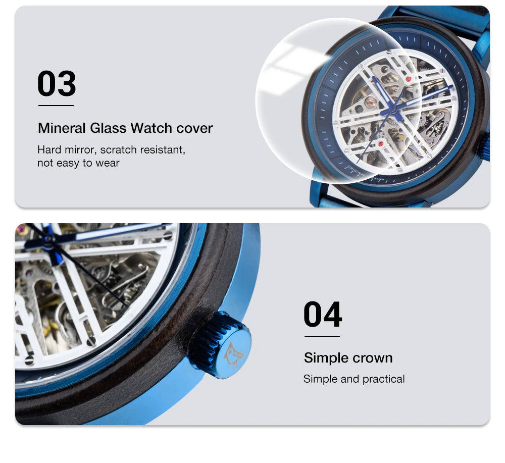 Men's Wooden Automatic Watch - Original Luxury Self-Wind Mechanical Watch