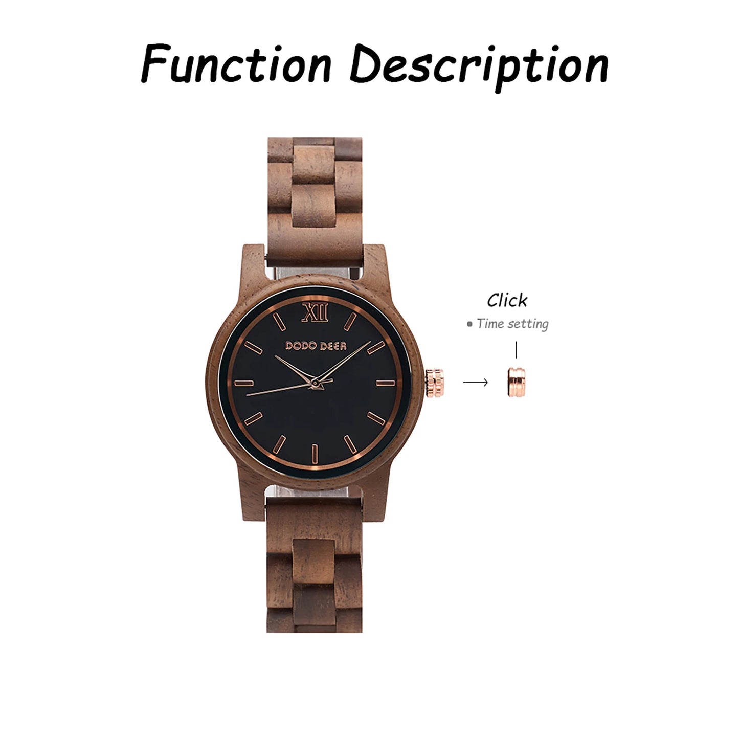 Women’s Simple Quartz Wooden Wristwatch - Classic Analog Display With Round Face
