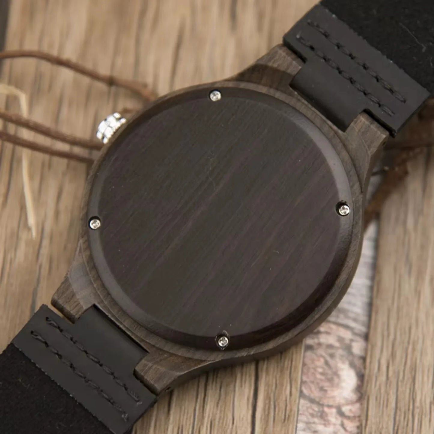 Men’s Wooden Watch With Round Analog Face - Quartz Movement Chocolate Colored Wooden Body