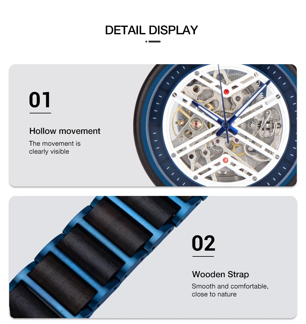 Men's Wooden Automatic Watch - Original Luxury Self-Wind Mechanical Watch