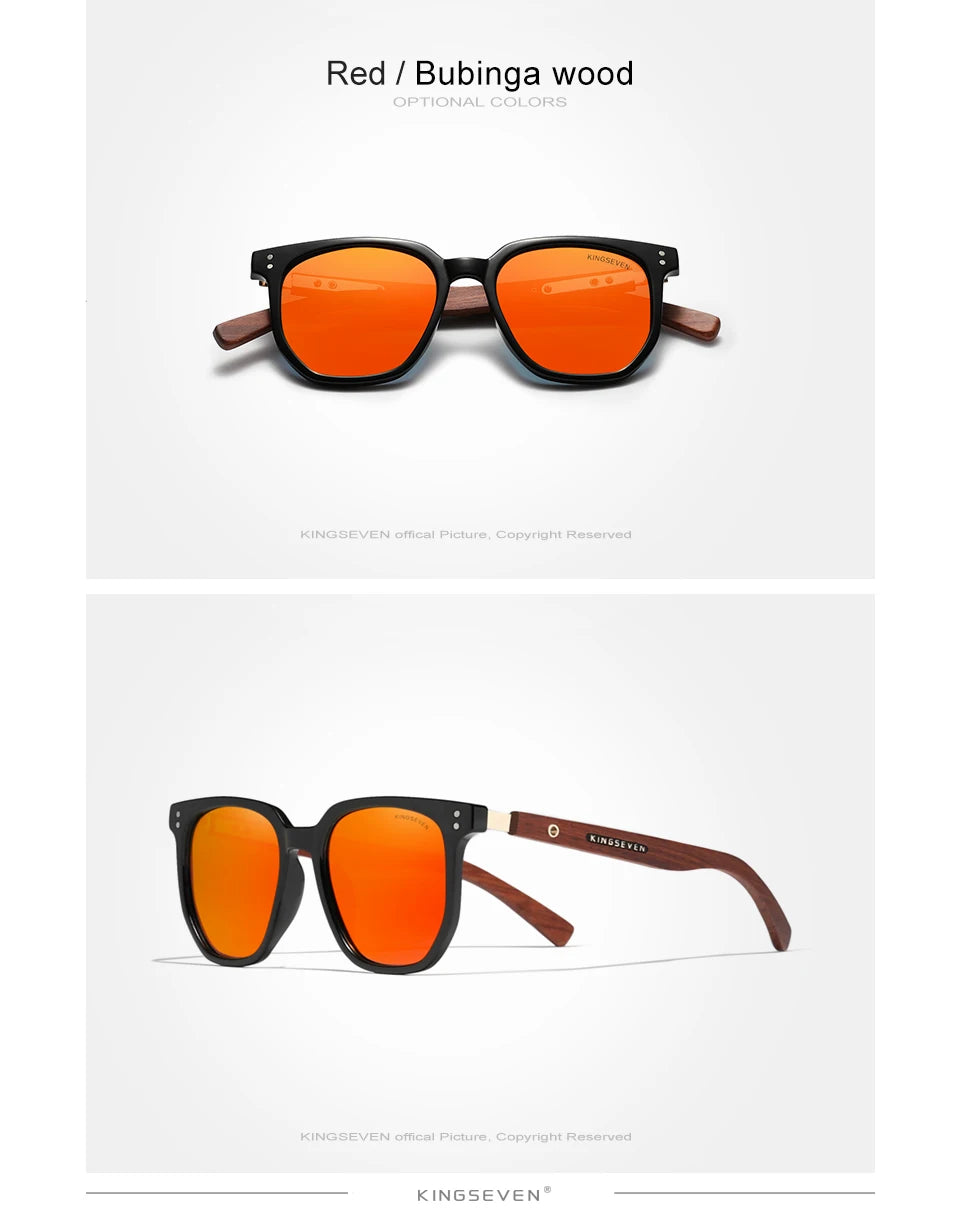 Men’s Retro Shape Wooden Sunglasses For Men - Polarized Square Lenses With UV Sunlight Protection