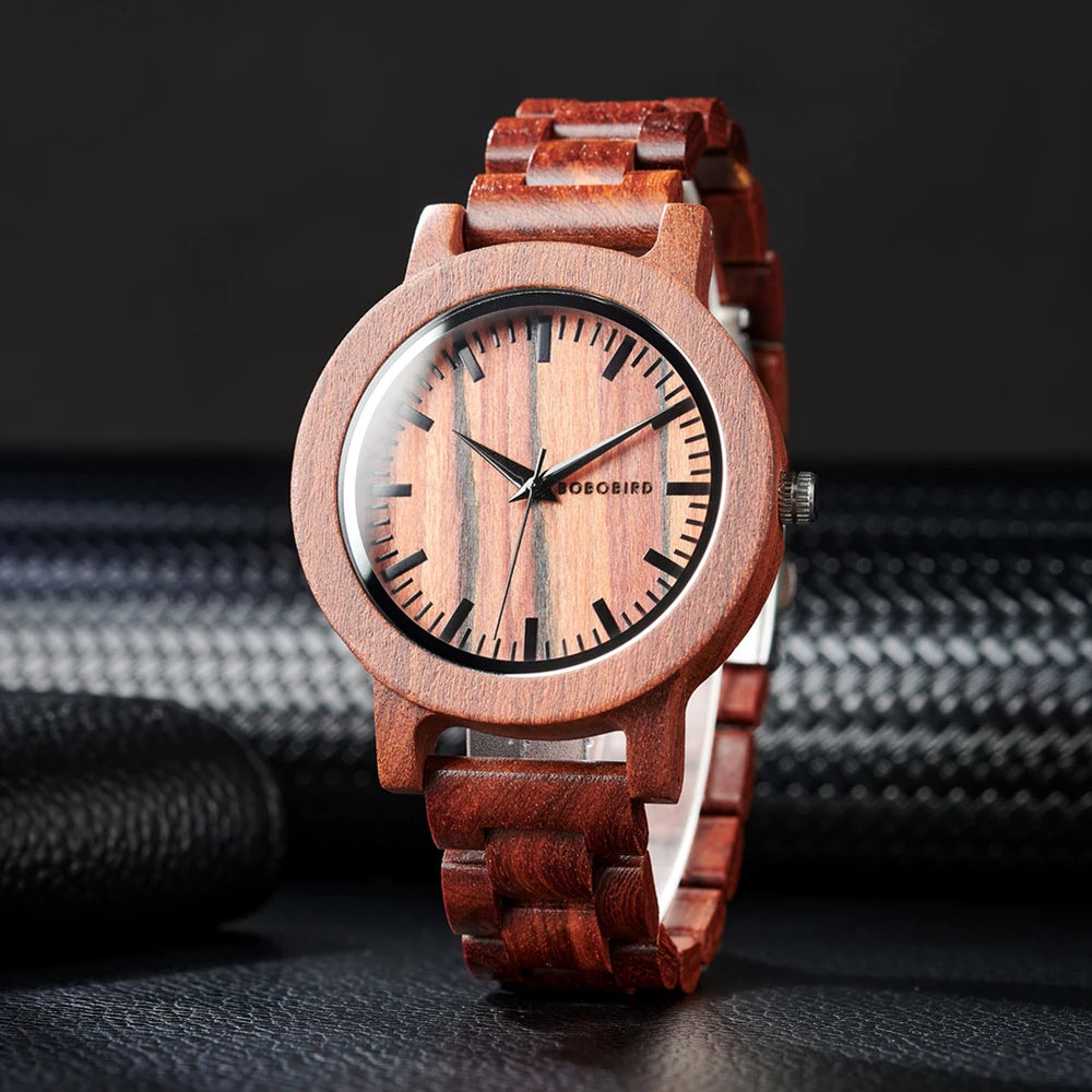 Men’s Classic Analog Sandalwood Watch - Quartz Movement With Wooden Box