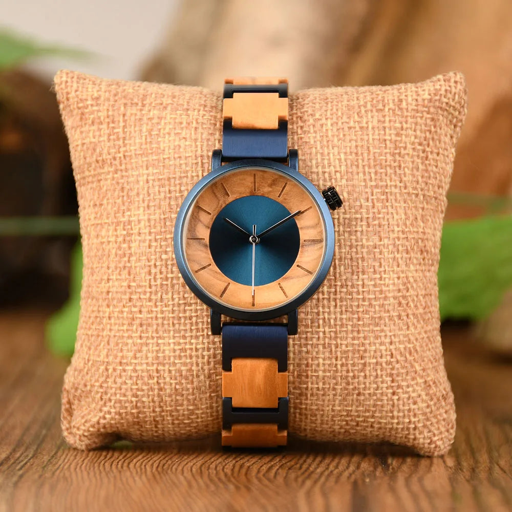 Stylish Ladies Wooden Watches - Round Face With Analog Display And Quartz Movement