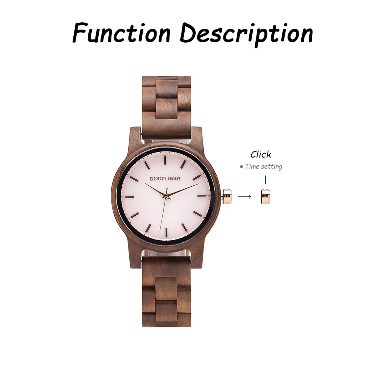 Women’s Simple Quartz Wooden Wristwatch - Classic Analog Display With Round Face