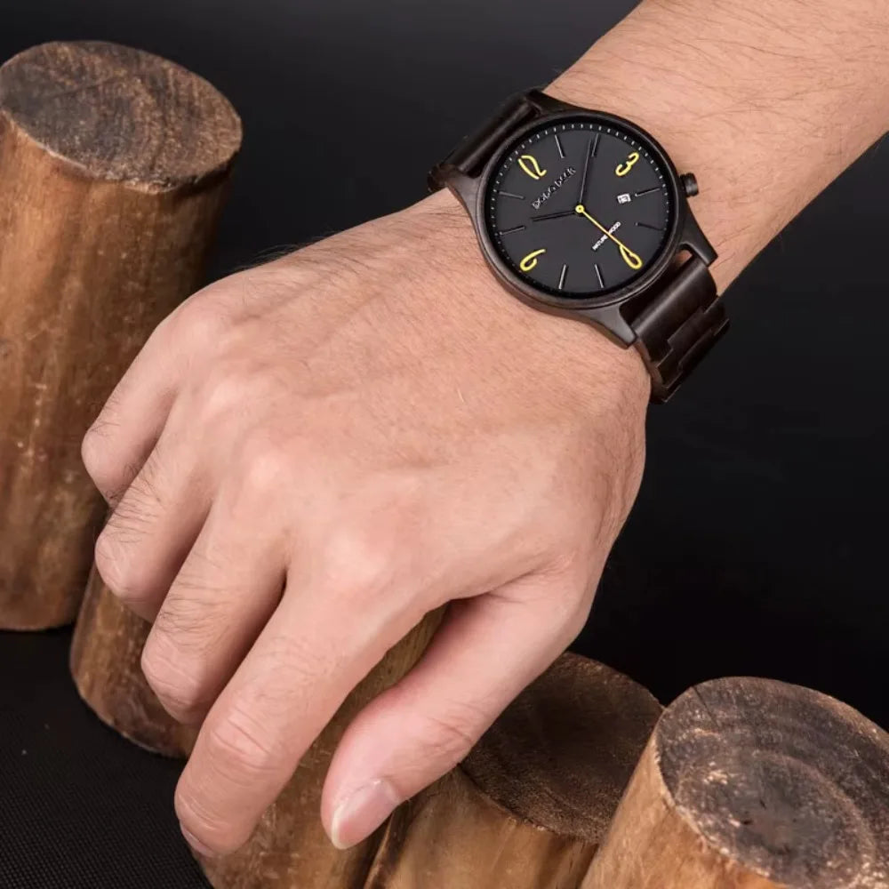 Men’s And Women’s Matching Wooden Watches - Classic Analog His & Her Wrist Watches For Couples