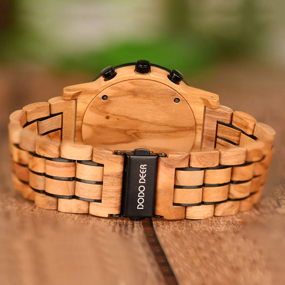 Men's Wooden Watch With Calendar - Multifunctional Fashion Quartz Movement Wristwatch