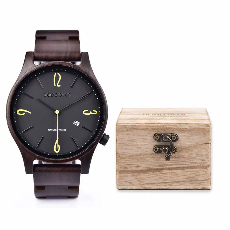 Men’s Wooden Wristwatch - Fashionable Classic Analog Face